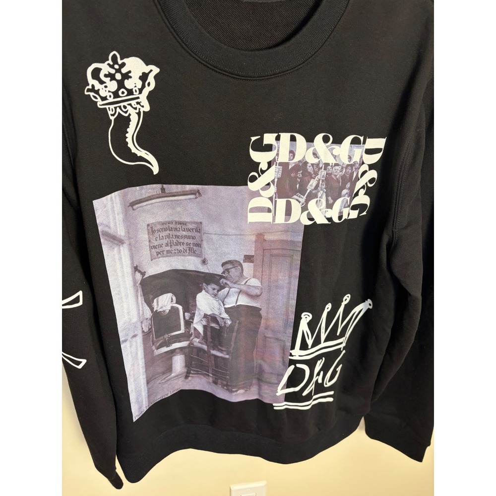 Dolce & Gabbana Sweatshirt Mens XXL Black Giuseppe Leone Photo Sicilia Graffiti - Picture 4 of 12